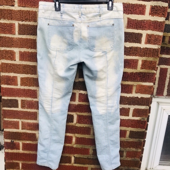 Free People Bleached "Conductor" Striped Moto Jeans - Picture 5 of 8